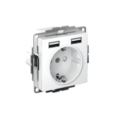 ATLASDESIGN РОЗЕТКА 16А c 2 USB A+A, 5В/2,4А, 2х5В/1,2А, механизм, БЕЛЫЙ