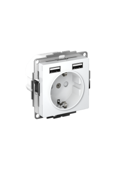 ATLASDESIGN РОЗЕТКА 16А c 2 USB A+A, 5В/2,4А, 2х5В/1,2А, механизм, БЕЛЫЙ