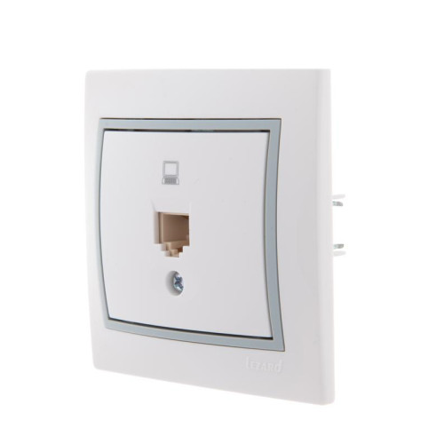 Розетка компьютерная 1-м СП Mira RJ45 бел./сер. LEZARD 701-0215-139 Розетка компьютерная 1-м СП Mira RJ45 бел./сер. LEZARD 701-0215-139