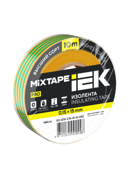 MIXTAPE PRO Изолента 0,15х15мм желто-зеленая 10м IEK