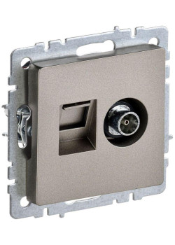 Розетка компьютерная + телевизионная 2-м Brite РТВ/РК12-БрШ RJ45 кат.5E + TV шампань IEK BR-AK20-1-K37