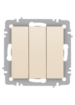 Выключатель Accent 6-106-02 тройной 10А-250В IP20 СУ AL/CU сл.кость Intro Б0063534