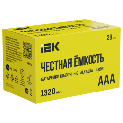 Батарейка щелочная Alkaline LR03/AAA (28/бокс) IEK