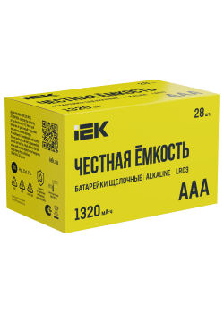 Батарейка щелочная Alkaline LR03/AAA (28/бокс) IEK