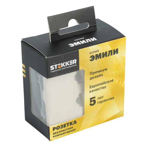 Розетка компьютерная 2-местная RJ-45 (механизм), STEKKER, серия Эмили, RST00-5111-08, кашемир, soft touch Розетка компьютерная 2-местная RJ-45 (механизм), STEKKER, серия Эмили, RST00-5111-08, кашемир, soft touch