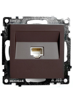 Розетка компьютерная 1-местная RJ-45 (механизм), STEKKER GLS00-7107-04, серия Катрин, шоколад