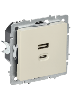 BRITE Розетка USB A+C 45Вт высокоскоростная зарядка РЮ11-2-БрКр бежевый IEK