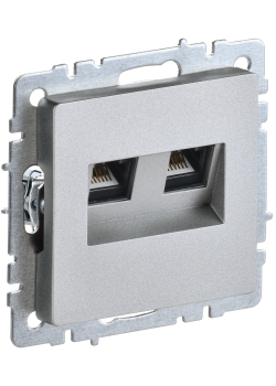 BRITE Розетка компьютерная двойная RJ45 кат.6 РК11-2-БрА алюминий IEK