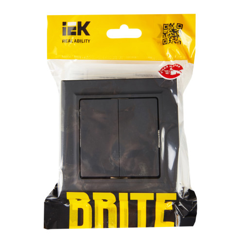 BRITE Выключатель 2-клавишный 10А в сборе ВСР10-2-0-БрГ графит IEK BRITE Выключатель 2-клавишный 10А в сборе ВСР10-2-0-БрГ графит IEK