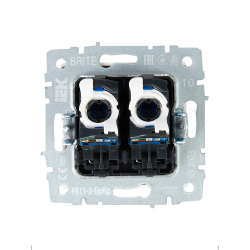 BRITE Розетка компьютерная двойная RJ45 кат.6 РК11-2-БрКр бежевый IEK BRITE Розетка компьютерная двойная RJ45 кат.6 РК11-2-БрКр бежевый IEK