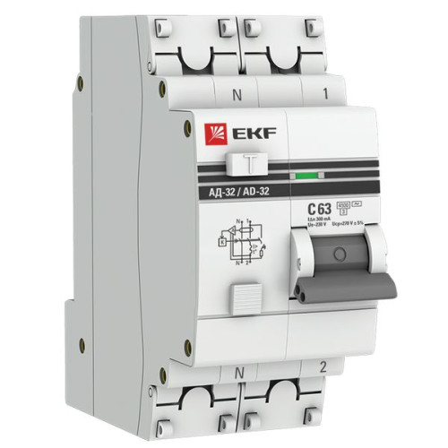 АВДТ АД-32 1P+N 63А х-ка C 300мА тип AC эл. 4,5кА PROXIMA EKF