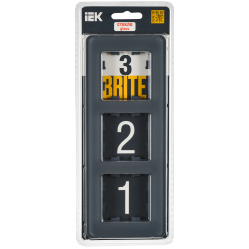 BRITE Рамка 3-местная РУ-3-2-Бр стекло графит RE IEK BRITE Рамка 3-местная РУ-3-2-Бр стекло графит RE IEK