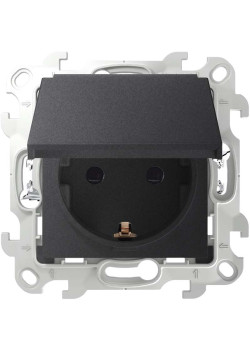 Розетка 1-м СП Simon 24 16А IP44 2P+E Push&Go механизм графит Simon 2420448-038