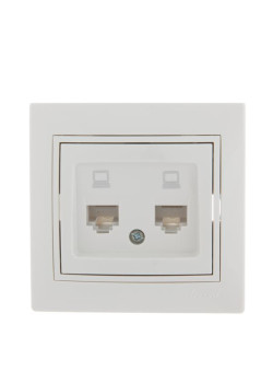 Розетка компьютерная 2-м СП Mira RJ45 бел./бел. LEZARD 701-0202-141