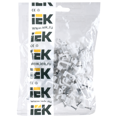 Скоба 12мм плоская пластиковая (100шт) IEK Скоба 12мм плоская пластиковая (100шт) IEK