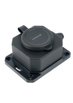 Розетка переносная 1-местная c/з STEKKER, RST16-1-44, 250В, 16А, IP44, черный