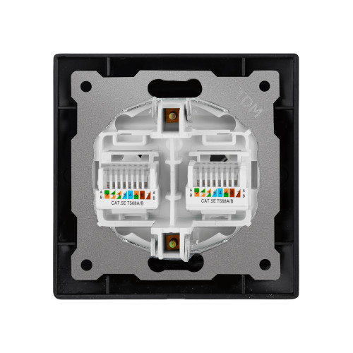 Розетка компьютерная двойная RJ45 старинное серебро 