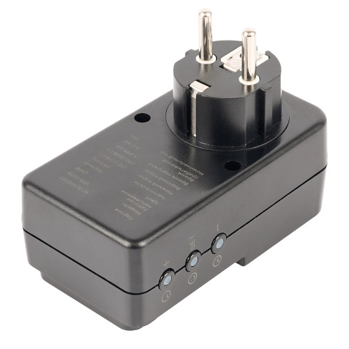 Реле напряжения для розетки регулируемое  STEKKER  VPR-200B, 230В,16A,черный