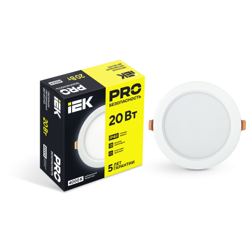 Светильник светодиодный ДВО 1802 PRO круг 20Вт 4000K IP40 белый IEK
