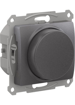 GLOSSA СВЕТОРЕГУЛЯТОР (диммер) поворотно-нажимной, LED, RC, 400Вт, механизм, ГРАФИТ