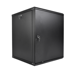 Шкаф коммутационный ЦМО ШРН-Эконом (ШРН-Э-12.350.1-9005) настенный 12U 600x350мм пер.дв.металл направл.под закл.гайки 85кг черный 300мм 15.39кг 180град. 608мм IP20 сталь