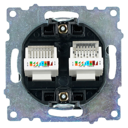 Розетка компьютерная 2-местная RJ-45 (механизм) ,STEKKER ,GLS00-7109-05, серия Катрин, черный Розетка компьютерная 2-местная RJ-45 (механизм) ,STEKKER ,GLS00-7109-05, серия Катрин, черный
