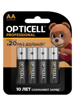 Элемент питания алкалиновый AA/LR6 (блист. 4шт) Professional Opticell 5052001