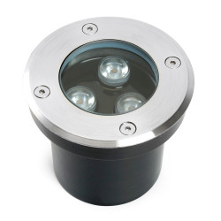 Светодиодный светильник тротуарный (грунтовый) Feron SP2801, 3W, AC/DC12-24V, низковольтный, 3000К, черный, D100*H80mm, вн.диаметр:70m