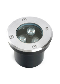 Светодиодный светильник тротуарный (грунтовый) Feron SP2801, 3W, AC/DC12-24V, низковольтный, 3000К, черный, D100*H80mm, вн.диаметр:70m