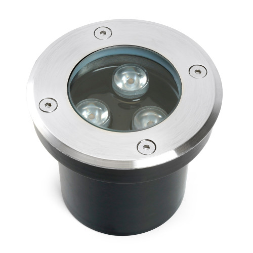 Светодиодный светильник тротуарный (грунтовый) Feron SP2801, 3W, AC/DC12-24V, низковольтный, 3000К, черный, D100*H80mm, вн.диаметр:70m