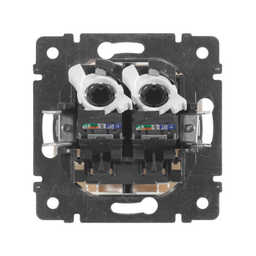 VALENA Розетка компьютерная двойная RJ45 категория 5Е UTP с захватами белый VALENA Розетка компьютерная двойная RJ45 категория 5Е UTP с захватами белый