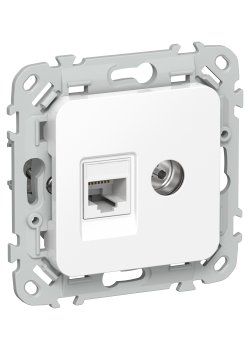 FLITE Розетка 2-местная RJ45/TV категория 5Е UTP РКТВ5е-2-0-ФлБ белый IEK