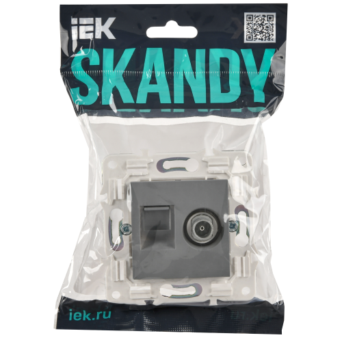 SKANDY Розетка двойная TV+RJ45 кат.6 SK-A15Gr серый IEK