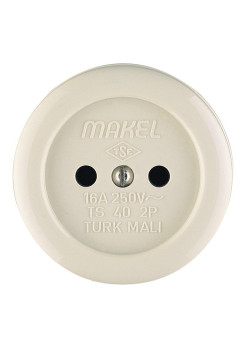 Розетка 1-м ОП 16А IP20 круглая без заземл. керамика беж. Makel 16012