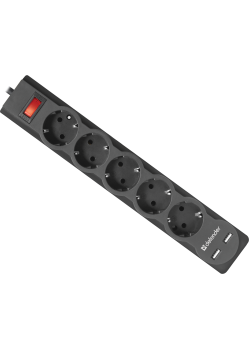 Сетевой фильтр Defender DFS 753 3,0 м, 5 розеток, 2xUSB, 2.1A