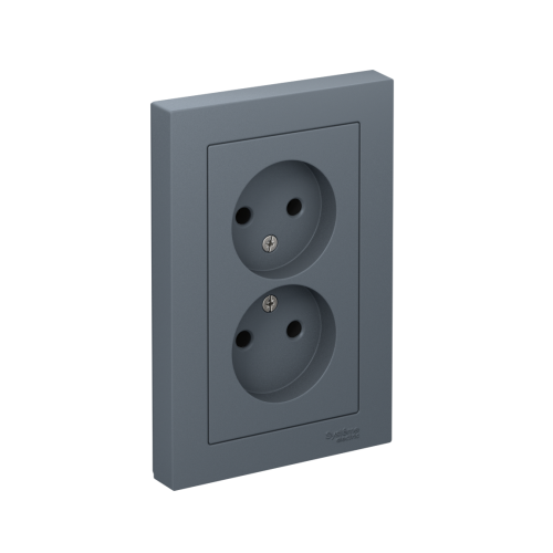 ATLASDESIGN РОЗЕТКА двойная без заземления, 16А, в сборе, ГРИФЕЛЬ