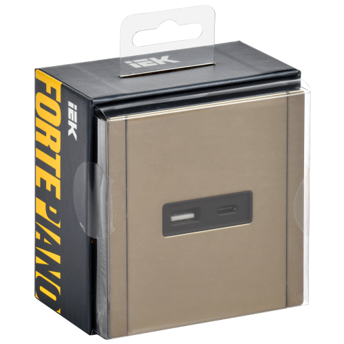 FORTE&PIANO Розетка USB A+C 18Вт FP651M металл шампань IEK FORTE&PIANO Розетка USB A+C 18Вт FP651M металл шампань IEK