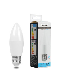Лампа светодиодная Feron LB-980 Свеча E27 15W 175-265V 6400K