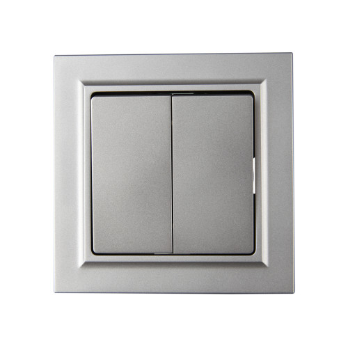 BRITE Выключатель 2-клавишный 10А в сборе ВСР10-2-0-БрС сталь IEK BRITE Выключатель 2-клавишный 10А в сборе ВСР10-2-0-БрС сталь IEK
