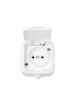 Розетка 1-м ОП 16А IP54 с заземл. с крышкой бел. Bylectrica РА16-296