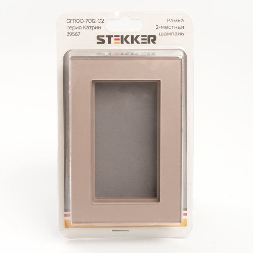 Рамка 2-местная (без перемычки), стекло, STEKKER, GFR00-7012-02, серия Катрин, шампань Рамка 2-местная (без перемычки), стекло, STEKKER, GFR00-7012-02, серия Катрин, шампань