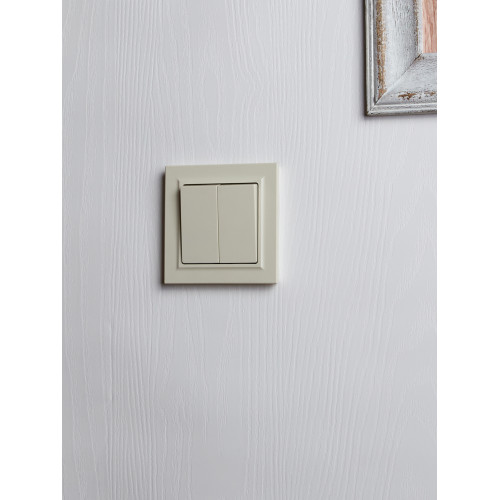 BRITE Выключатель 2-клавишный 10А в сборе ВСР10-2-0-БрКр бежевый IEK