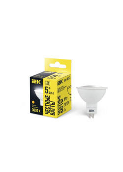 Лампа светодиодная ECO MR16 5Вт 3000К тепл. бел. GU5.3 450лм 230-240В IEK LLE-MR16-5-230-30-GU5