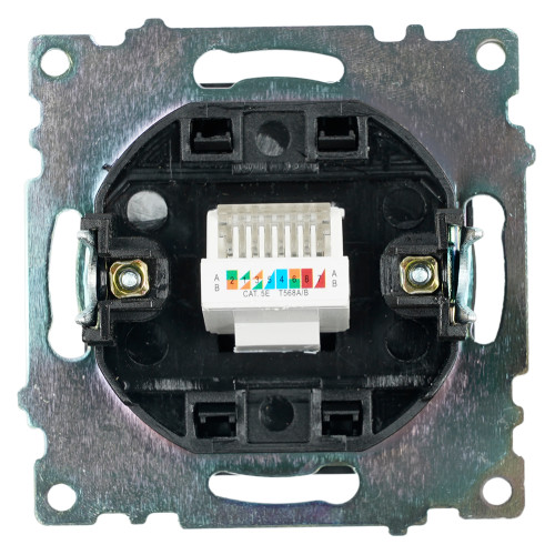 Розетка компьютерная 1-местная RJ-45 (механизм), STEKKER GLS00-7107-05, серия Катрин, черный