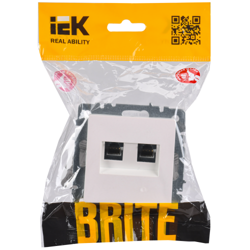 BRITE Розетка компьютерная двойная кат.5E RJ45 РК10-2-БрЖ жемчуг IEK