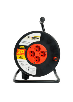 Удлинитель на катушке Stekker STD03-20-30 Standart 4-местный с/з ПВС 3*1,5, оранжевый, 16А, IP20,30м (50184)