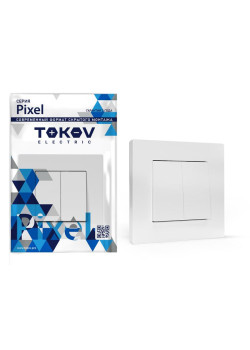 Выключатель 2-кл. СП Pixel 10А IP20 в сборе бел. TOKOV ELECTRIC TKE-PX-V2F-C01