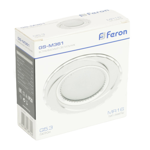 Светильник встраиваемый Feron GS-M361 потолочный MR16 G5.3 белый Светильник встраиваемый Feron GS-M361 потолочный MR16 G5.3 белый