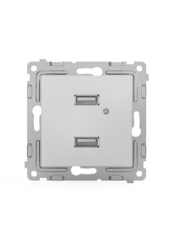 Розетка 2-м USB СП Pixel тип A+A 5В 1х2.1А 2х1.05А механизм алюм. TOKOV ELECTRIC TKE-PX-2USB-C03