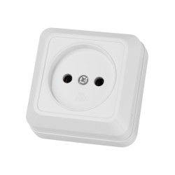 Розетка 2П открытой установки IP20 10А, белая 